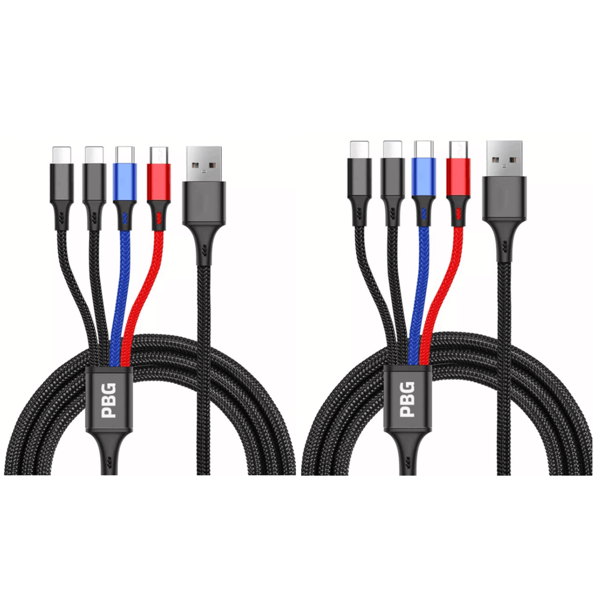 4-in-1 Universal Charging Cable 2-Pack — 4 ft