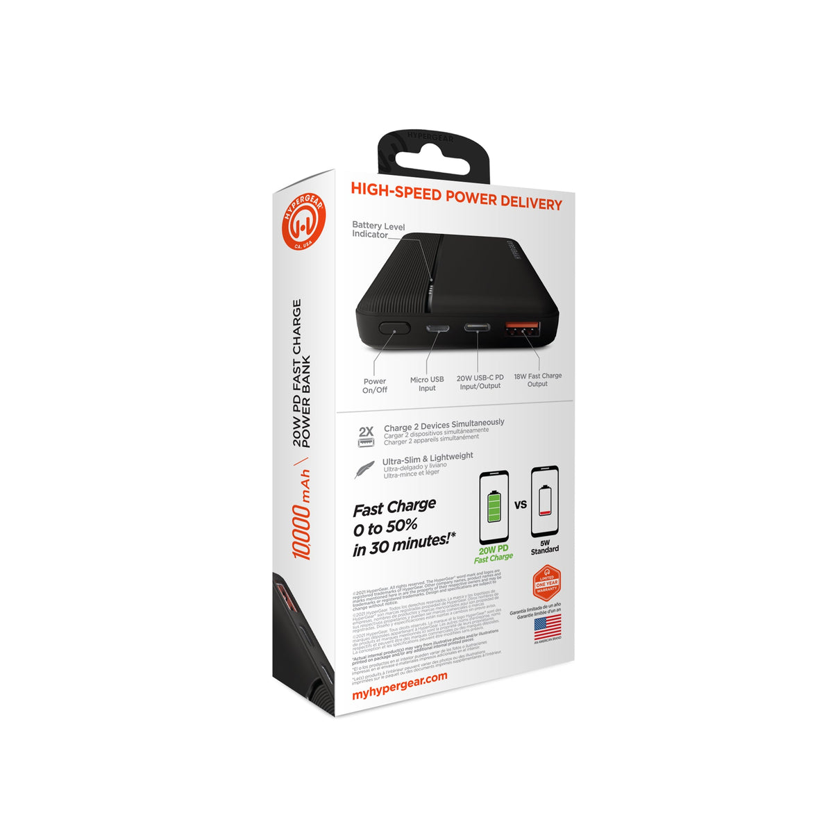 HyperGear 10,000mAh 20W USB-C Power Bank